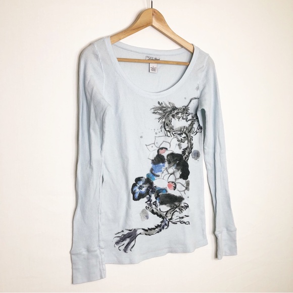 Lucky Brand Light Blue thermal, graphic, long sleeve T-shirt - Picture 5 of 9